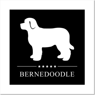 Bernedoodle White Silhouette Posters and Art